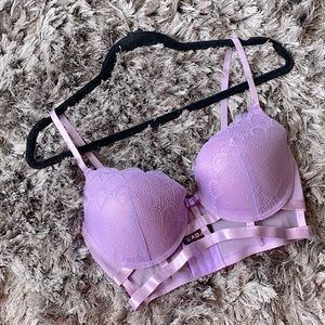 Purple Cage Strap Lace Bra